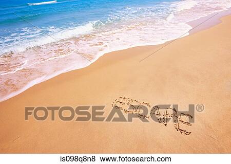 Escape written in the sand View Large Photo Image Stock Photo - Escape written in the sand. Fotosearch