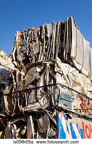 Stock Image - Bales of metal for recycling. Fotosearch