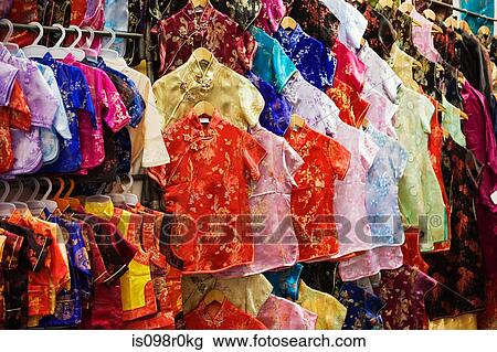 Stock Image - Clothing in hong kong ladies market. Fotosearch