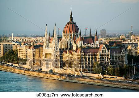 Hungarian parliament building and river danube View Large Photo Image Picture - Hungarian parliament building and river danube. Fotosearch