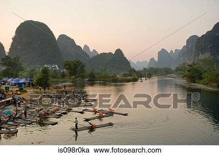 Rafts on yulong river View Large Photo Image Stock Image - Rafts on yulong river. Fotosearch