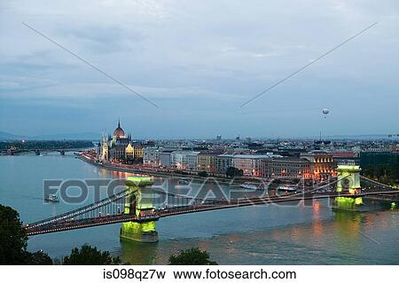 Szechenyi chain bridge and danube river View Large Photo Image Stock Photo - Szechenyi chain bridge and danube river. Fotosearch