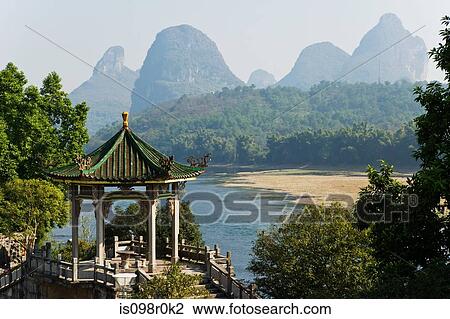 Temple and li river in yangshuo View Large Photo Image Stock Image - Temple and li river in yangshuo. Fotosearch