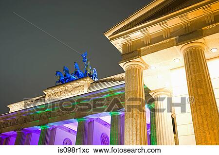 Brandenburg gate at night View Large Photo Image Stock Image - Brandenburg gate at night. Fotosearch