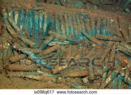 Bullets from WWII shipwreck. View Large Photo Image Stock Photo - Bullets from WWII shipwreck.. Fotosearch