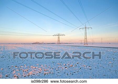 Electrical towers in winter View Large Photo Image Stock Photograph - Electrical towers in winter. Fotosearch