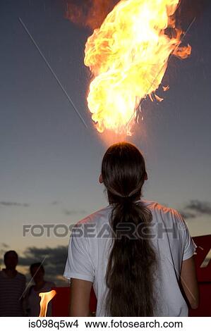 Fire eater at Mallory Square. View Large Photo Image Picture - Fire eater at Mallory Square.. Fotosearch