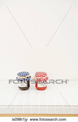 Jars of jam View Large Photo Image Stock Photo - Jars of jam. Fotosearch