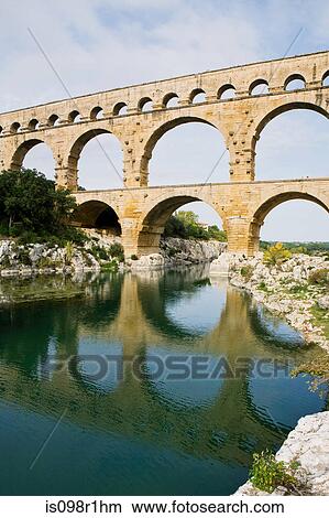 Pont du gard over the gardon View Large Photo Image Picture - Pont du gard over the gardon. Fotosearch