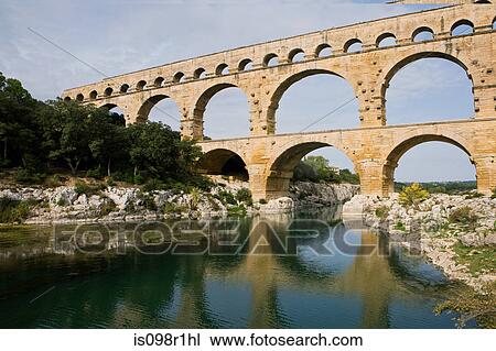 Stock Image - Pont du gard over the gardon. Fotosearch