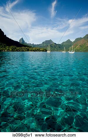 Sailboats in island lagoon. View Large Photo Image Stock Image - Sailboats in island lagoon.. Fotosearch