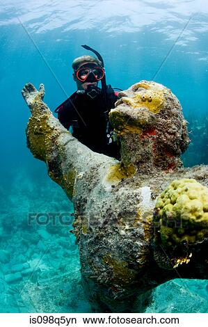Scuba diver at Christ Statue. View Large Photo Image Picture - Scuba diver at Christ Statue.. Fotosearch