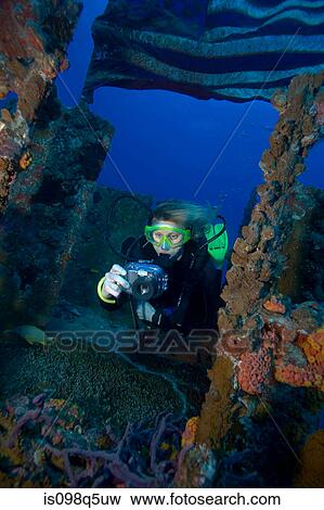 Scuba diver takes picture. View Large Photo Image Stock Photo - Scuba diver takes picture.. Fotosearch