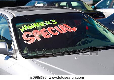 Sign in car window View Large Photo Image Stock Photograph - Sign in car window. Fotosearch