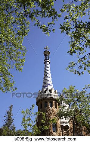 Building in park guell barcelona View Large Photo Image Stock Image - Building in park guell barcelona. Fotosearch