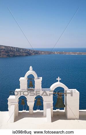 Church bells and sea at santorini View Large Photo Image Stock Photography - Church bells and sea at santorini. Fotosearch