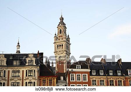 Clock tower in lille View Large Photo Image Stock Photo - Clock tower in lille. Fotosearch