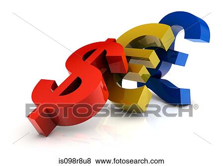 Stock Photo - Currency signs falling. Fotosearch