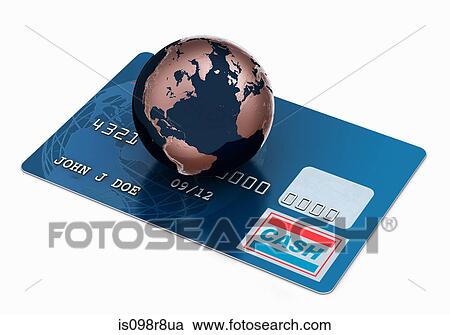 Globe on a credit card View Large Photo Image Stock Image - Globe on a credit card. Fotosearch