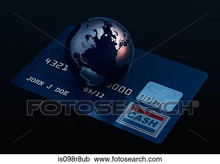 Stock Image - Globe on a credit card. Fotosearch