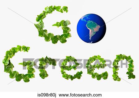 Go green written with leaves and planet earth View Large Photo Image Stock Image - Go green written with leaves and planet earth. Fotosearch