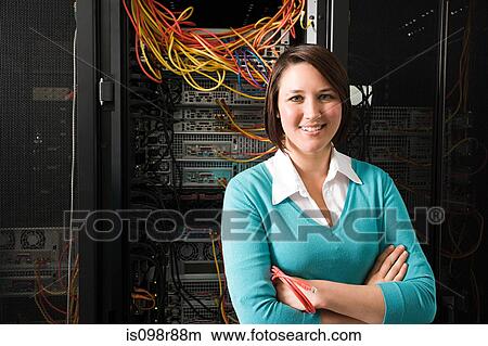 Portrait of a female computer technician View Large Photo Image Picture - Portrait of a female computer technician. Fotosearch
