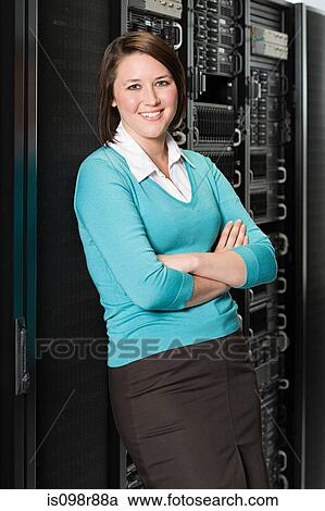 Portrait of a female computer technician View Large Photo Image Stock Image - Portrait of a female computer technician. Fotosearch
