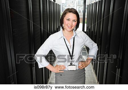 Portrait of a female computer technician View Large Photo Image Stock Photo - Portrait of a female computer technician. Fotosearch