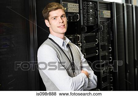 Stock Photo - Portrait of a male computer technician. Fotosearch