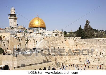 Wailing wall and dome of the rock jerusalem View Large Photo Image Picture - Wailing wall and dome of the rock jerusalem. Fotosearch