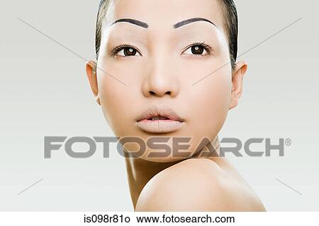 Young woman with painter eyebrows View Large Photo Image Picture - Young woman with painter eyebrows. Fotosearch
