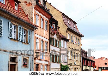 Stock Photo - Row of traditional german buildings. Fotosearch