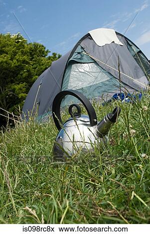 Camping kettle and tent View Large Photo Image Stock Photo - Camping kettle and tent. Fotosearch