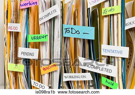 Stock Image - Files with labels. Fotosearch