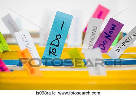 Stock Image - Files with labels. Fotosearch