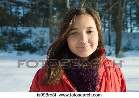 Girl outdoors in winter View Large Photo Image Stock Photograph - Girl outdoors in winter. Fotosearch