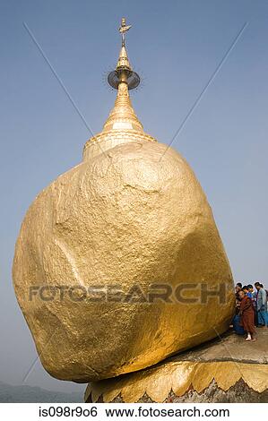 Kyaiktiyo pagoda on golden rock View Large Photo Image Stock Photograph - Kyaiktiyo pagoda on golden rock. Fotosearch
