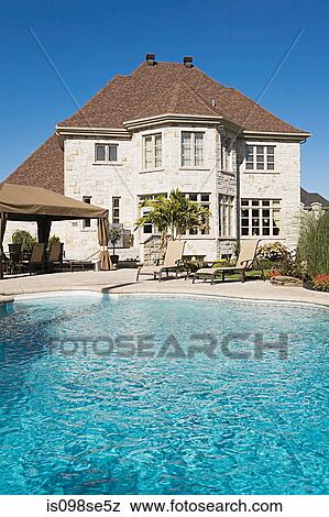 House with swimming pool View Large Photo Image Stock Photo - House with swimming pool. Fotosearch