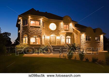 Large house illuminated View Large Photo Image Stock Image - Large house illuminated. Fotosearch