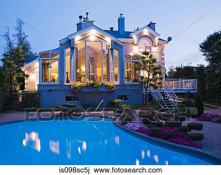 Large house with swimming pool View Large Photo Image Stock Image - Large house with swimming pool. Fotosearch