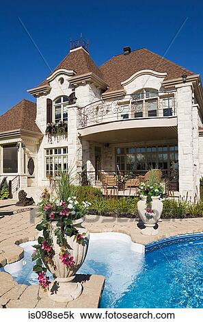 Large house with swimming pool View Large Photo Image Stock Image - Large house with swimming pool. Fotosearch