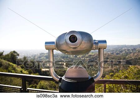 Telescope in griffith park with view of downtown los angeles View Large Photo Image Stock Image - Telescope in griffith park with view of downtown los angeles. Fotosearch
