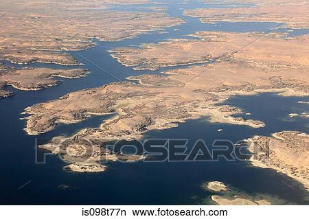 Picture - Aerial view of lake nasser near aswan. Fotosearch
