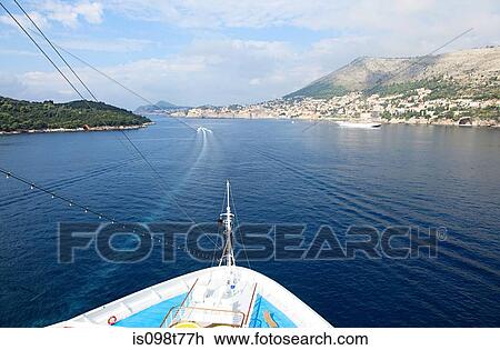 Ship approaching dubrovnik View Large Photo Image Stock Image - Ship approaching dubrovnik. Fotosearch
