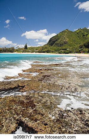 Stock Photo - Rocky beach in kauai. Fotosearch