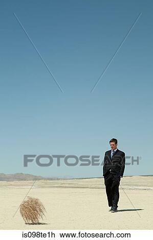 Businessman in desert with tumbleweed View Large Photo Image Stock Image - Businessman in desert with tumbleweed. Fotosearch