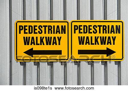 Pedestrian walkway sign View Large Photo Image Stock Photograph - Pedestrian walkway sign. Fotosearch