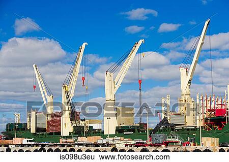 Row of cranes View Large Photo Image Stock Photograph - Row of cranes. Fotosearch