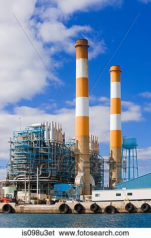 Smoke stacks at harbour View Large Photo Image Stock Photograph - Smoke stacks at harbour. Fotosearch