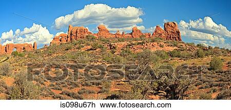 Stock Image - Scenic view near South Window and Turret Arch, Arches National Park, Moab, Utah, USA. Fotosearch